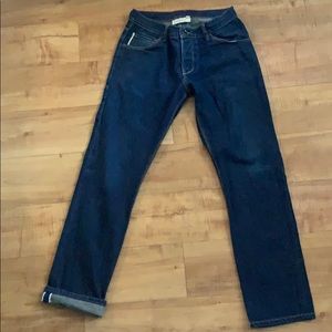 Dark blue selvedge denim from Raleigh Jeans
